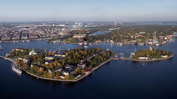 Skeppsholmen seen from a scooter Stunning view of island of Skeppsholmen from a scooter